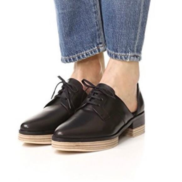 Freda Salvador Will D'Orsay Platform Black Leather Loafers - Picture 1 of 12